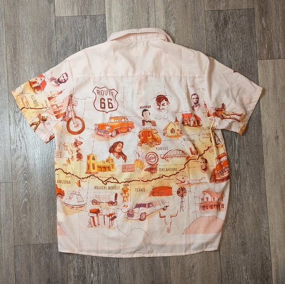 Boozelele Shirt Mens XL Pink Short Sleeve Button Up Route 66 Road trip USA - Picture 5 of 7